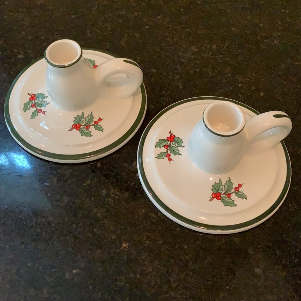 Xmas Candlestick holders Cuthbertson Ceramic